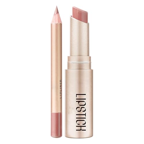 Juego de pintalabios y delineador de labios 2 en 1 para mujer, juego de delineador de labios duradero, lápiz labial con juego de delineador de labios, kit de maquillaje Tkc333 (D, 4,7 x 12 cm)