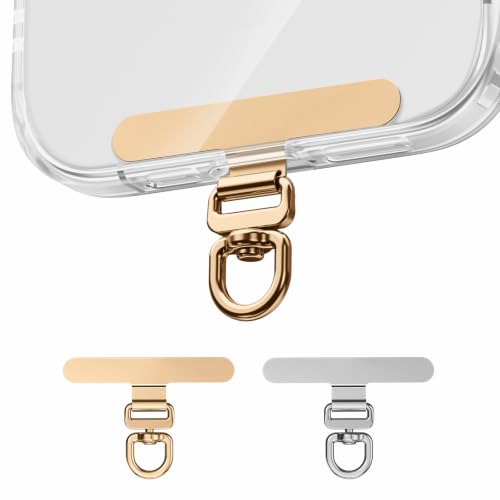 Image of saxsion Phone Tether Tab & Lanyard Tab, 360 Swivel Clip - Ultra Thin Stainless Steel Universal Patch for All Phone Cases