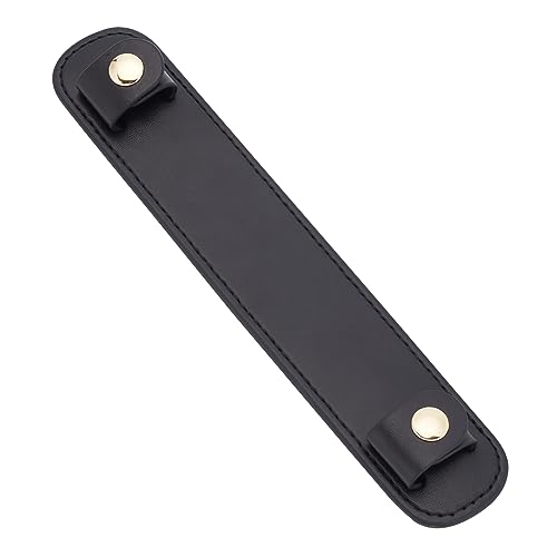 Image of WEBEEDY Leather Shoulder Strap Pad Replacement Non-Slip Cushion Pad Detachable Thick Leather Strap Cover for Tote Bags Handbag Purse Repair, Black, 8.9x1.8 inch