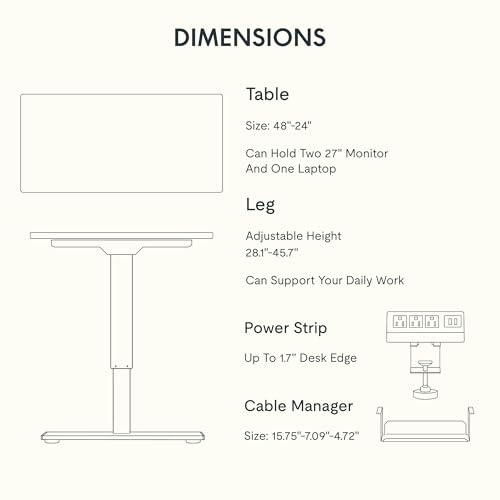 Image of FLEXISPOT EN2 Whole-Piece Bamboo Standing Desk with Clamp Power Strip, 48 x 24 Electric Stand Up Height Adjustable Desk with Cable Management (White Frame + 48 inch Bamboo Top, 2 Packages)