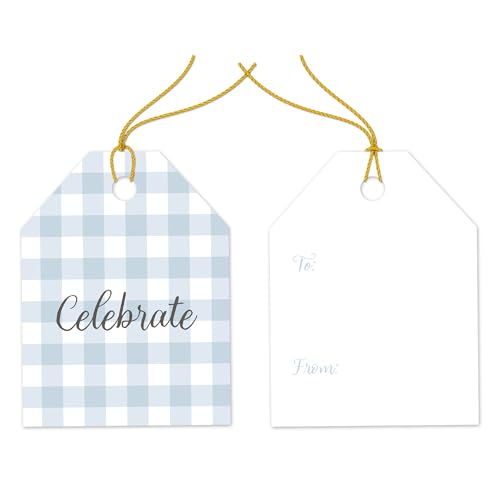 Etiquetas de regalo de Toile hechas de cartulina con hilos azules para recuerdos 7