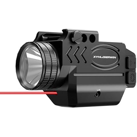 XYHlaserwin 1000 Lumens Tactical Flashlight Compact Rail Mount Weaponlight, Red Beam and White LED Combo with Strobe Function, Magnetic Rechargeable, Laser Class IIIA,Less Than 5mW Cover