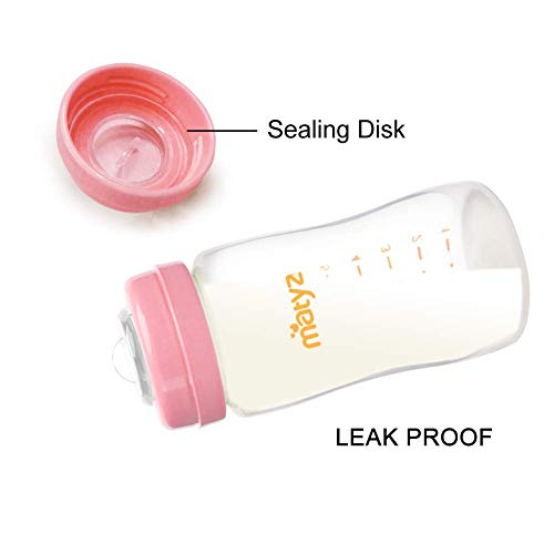 Matyz 4-PACK Breast Milk Collection And Storage Bottles (Pink, 8oz Each) - No BPA Breastmilk Storage Containers With Lids - Pumping Storage Bottles For Philips Avent Medela Spectra Breast Pumps - Thumbnail 3