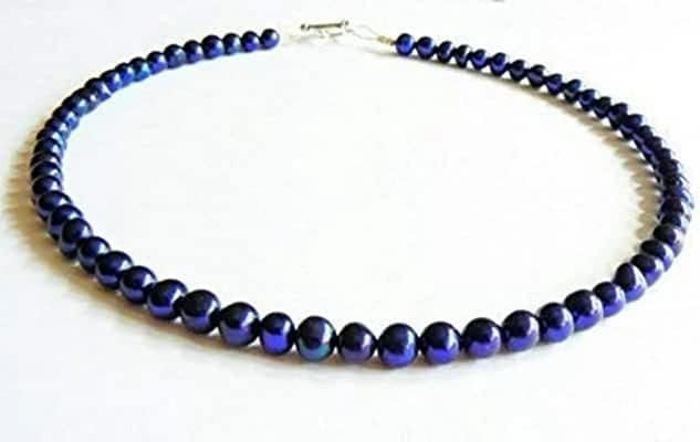 Hand Crafted Midnight Blue Freshwater Pearl Collar Necklace,16 Inches" YO-NECK-1869
