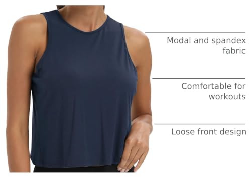 Image of Mippo Workout Tops for Women Cropped Open Back Sleeveless Tank Tops Athletic Gym Yoga Shirts Loose Fit