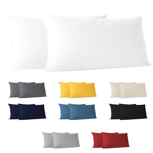 Dreamzie Kissenbezug 40 x 80 (Set mit 2) - 100% Jersey Baumwolle 150 g/qm Kissenbezüge -Weiß - Für Kissen 40 x 80 cm - Kissenhülle - Kissenbezug -...