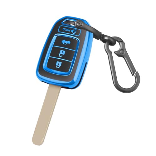 Coque de clé de voiture Honda 4 boutons en TPU souple bleu avec porte-clés MILD EAST