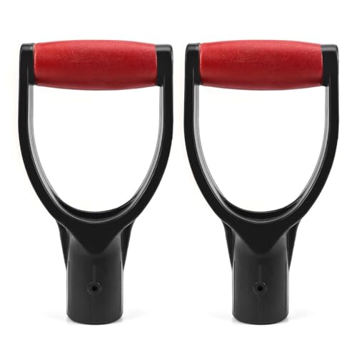 QWORK 2 Pack 1-1/4 Polypropylene Plastic Spade Handle Shovel D Grip Handle for Digging Raking Tools