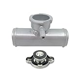 HCHCSPEED 45mm 1-3/4' Universal Aluminum Inline Filler Neck Radiator Hose Pipe With Cap Silver