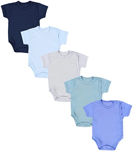 TupTam Baby Body Kurzarm Jungen – Wickelbody Kurzarm aus Baumwolle im 5er Set – OEKO-TEX Zertifiziert, Farbe: Farbenmix 10, Größe: 80