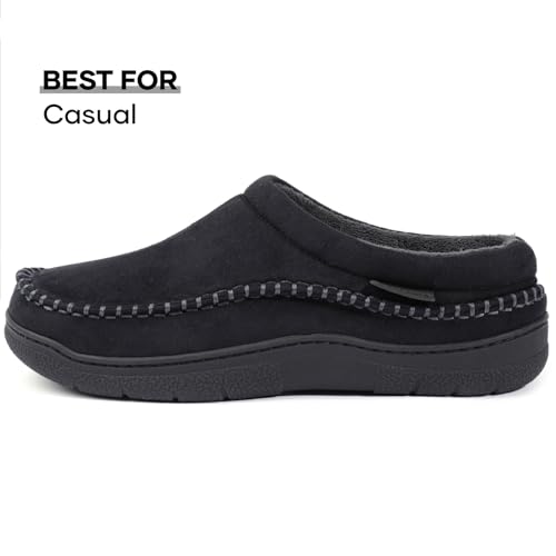 image for Zigzagger Men's Slip On Moccasin Slippers, Indoor/Outdoor Warm Fuzzy C