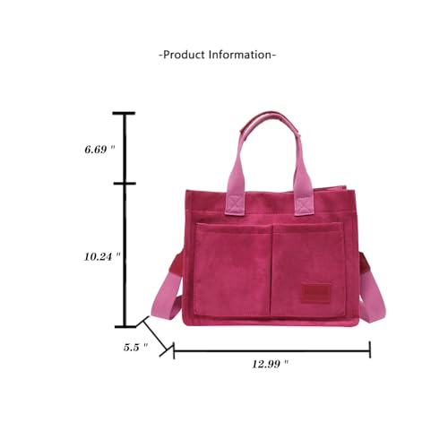 Image of Cherry Tote Bag for Women Canvas Patched Purse Cute Shoulder Bag Multi-Pocket Satchel Handbag for work travel