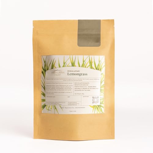 Image of Himalayan Haat Lemongrass - Farm-Fresh Caffeine-Free Herbal Tea | Rich in Vitamin C & Antioxidants | Boosts Metabolism & Fights Cold & Flu | 80g
