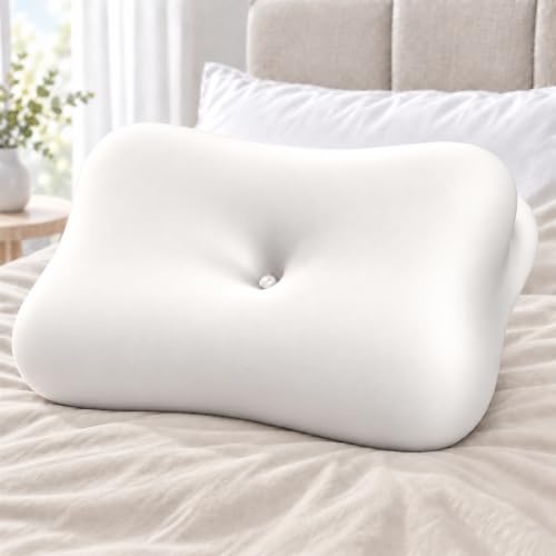 Cervical Pillow for Neck Pain Relief, Memory Foam Neck Pillow for Sleeping, Ergonomic Side Sleeper Pillow, 2 Heights Contour Orthopedic Pillow Deep Sleep Pillow for Side Back Stomach Sleepers (White)