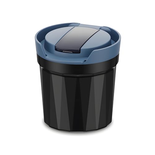Image of Car Ashtray Detachable Ceramics with Lid Blue Led Light with Removable Lighter USB Charging for Most Car Cup Holder (Blue)