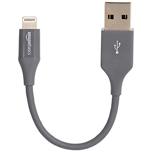 Image of AmazonBasics Apple Certified Lightning to USB Charge and Sync Tough Cable, 0.33 Feet (10 Centimeters) - 2-Pack - Gray (Ideal for Power Banks)