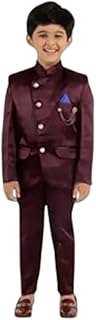 Pihu Collection Boys' 2-Piece Blazer Suit Set | Formal Coat Pant Outfit for Kids | Wedding & Festive Occasion Wear Maroon