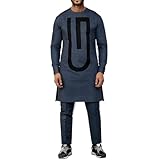 Matière douce et confortable Generico Robe Musulmane pour Homme en Deux Pièces Chemise et Pantalon Robe de Prière Musulmane pour Homme Abaya Arabe Moyen-Orient Thobe Brodé Abaya Islamique Marocain pour le Ramadan, gris, XL