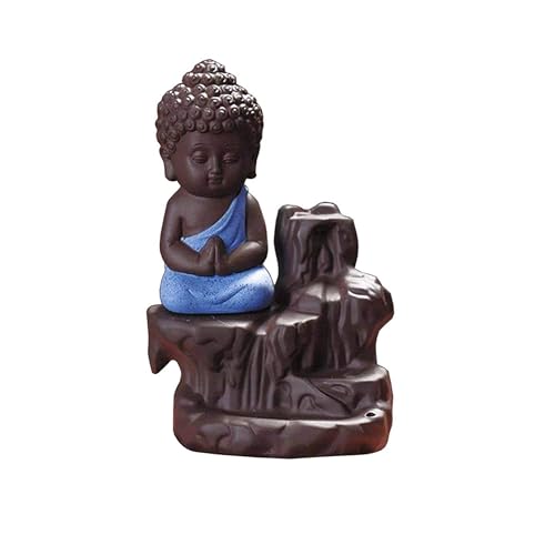 Craftvatika Meditating Monk Buddha Smoke Backflow Cone Incense Holder Showpiece For Office Desk,Living Room,Home Decor Decoration Gift Items,Buddha Smoke Fountain For Home Decor - Multicolor
