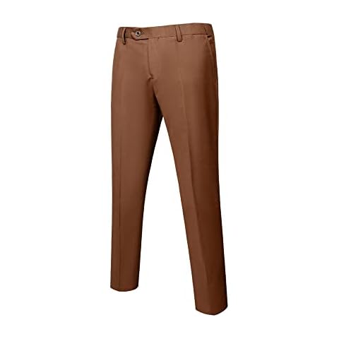 YND Men's Business Suit Pants Slim Fit Flex Flat Front Pant, Khaki, Large Cover