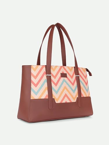 Image of ZOUK Handcrafted Vegan Leather Travel Tote Bag for Women with Multiple Compartments | Spacious Water-Resistant Shoulder Bag for Travel, Vacation, Day Trips |