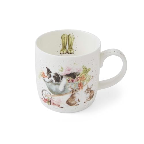Royal Worcester x Wrendale Designs Coffee Mug - Fine Bone China White Mug with Handle Dishwasher & Microwave Safe Sleeping on The Job Design Suitable for Hot Drinks