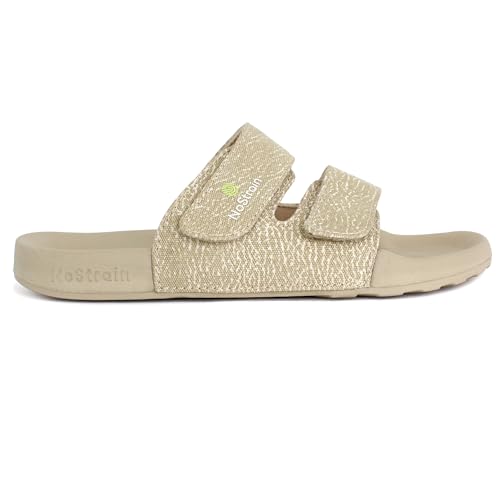 Image of NoStrain Men's Canvas Wave Print Sugar Sliders & Slippers | Ultra Soft Cushion FootBed | Comfortable Light Weight Casual Dailywear | Anti-Skid Sole | Waterproof Quick Drying Indoor Outdoor Flip Flops