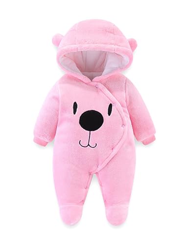 Voopptaw Cute Baby Girl Outfits Winter Warm Fluffy Pyjamas Cheap Baby Winter Romper Jumpsuit 9-12 Months Pink