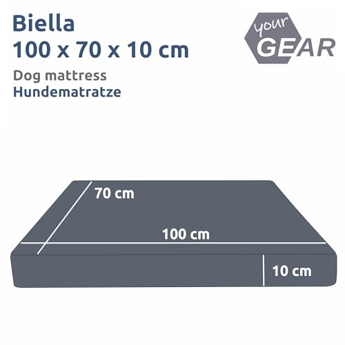 your GEAR Biella Orthopädisches Hundebett 100x70x10 cm – bequemes Hundesofa waschbar & wasserabweisend – Visco Memory Foam Hundematte – Gelenkschonendes Hundekissen für mittelgroße & große Hunde