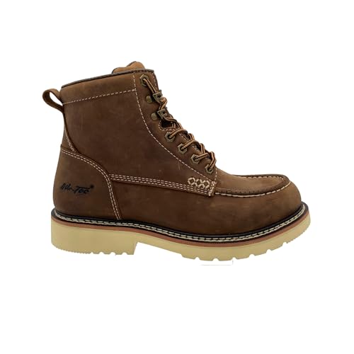Ad Tec Men’s Apex 6” Soft Moc Toe Work Boot - 9190, ASTM F3445-21(SR), F2892-18 (EH) Certified, Full-Grain Leather, Whiskey Brown, 9 M4