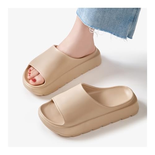 Sandals, 5.5cm Thick Bottom Slippers Women Outer Wear Shower Shoes(Khaki,6.5)2