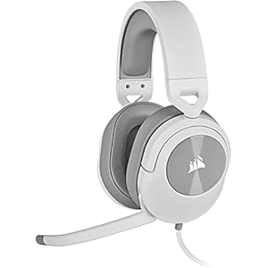 CORSAIR HS55 SURROUND Lightweight Multiplatform Wired Gaming Headset – Dolby 7.1 Surround Sound – iCUE Compatible – PC, Mac, PS5, PS4, Xbox, Nintendo Switch, Mobile – White