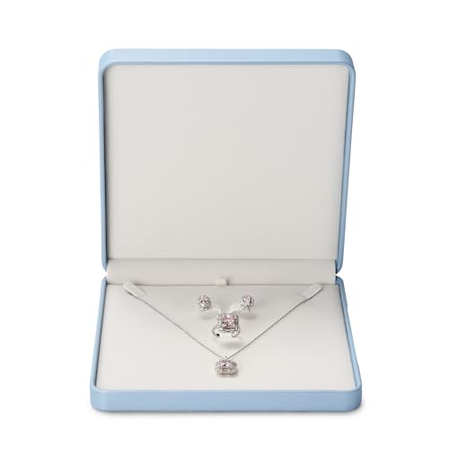 Leather Jewelry Set Box Big Necklace Box Chunky Necklace Gift Box Showcase Jewelry Display Holder (Blue)