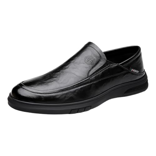 Men's Casual Dress Slip-on Shoes, Comfortable Leather Oxfords, Soft Sole & Breathable Ideal for Office Wedding & Business Occasions