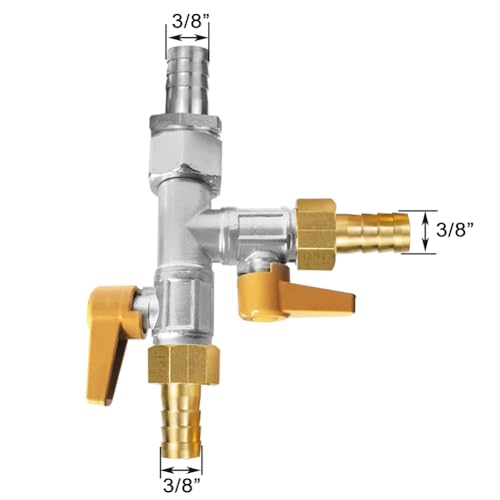 Image of RV Winterizing Kit, 3 /8 inch Hose Barb Copper Nickel Plated T-shaped 3-Way by-Pass Switch Valve Replacement Kit,with 3 Black Washers and 3 Clamps
