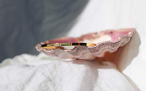 Tally Puppy Gratitude Bracelet - Mantra Bangle Cuff Bracelet - Adjustable 18K Yellow Gold Plated Stainless Steel Bracelet - Inspirational Encouragement Jewelry Gift For Women, Girls #TOP2