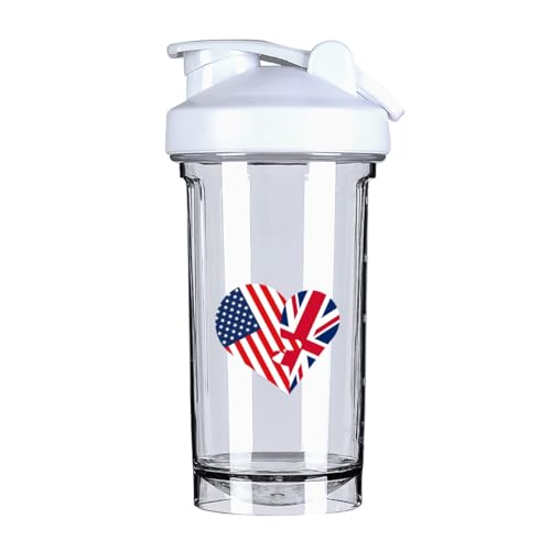 Hearts America USA And Britain Flag 18 Ounce Shaker Cup,Fashion Theme Pattern Shaker Bottle Leak-proof Workout Shake Bottles 500ML/18 oz Perfect for Pre Workout-3-1
