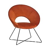 Adeco Modern Accent Velvet Upholstered Arm Metal Legs, Single Sofa Bedroom Living Room Kitchen Dining Chairs, Orange
