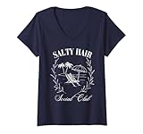 Photo Gallery donna salty hair social club divertente spiaggia estate maglietta con collo a v Photo Gallery donna salty hair social club divertente spiaggia estate maglietta con collo a v