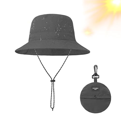 Regenhut Damen Wasserdicht,Fischerhut Sonnenhut Herren,Hut Sommer Kopfbedeckung Schwarz Faltbar Anglerhut Atmungsaktiver Outdoor Faltbarer Tragbar Sonnenhüte Bucket Hat,Wanderhut,Cap für Dame Kinder