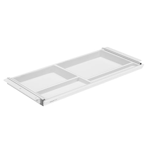 Image of Mount-It! Under Desk Drawer with 4 Compartments, Deep Low-Profile Slide-Out Storage Organizer, 25.8″ x 12.5″ x 1.6″, Smooth Glide Pull-Out Tray for Traditional & Single Motor Standing Desks, White