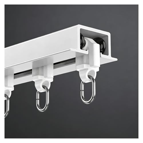 Rail de rideau coulissant encastré en aluminium flexible pour montage au plafond, séparateur de pièce et rideaux de baie vitrée avec crochets (blanc, 1,8 m)