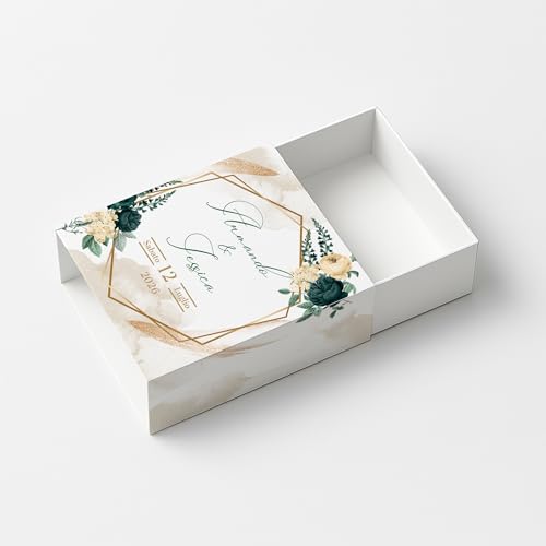 PV Grafik Set da 24 Pz Scatoline Porta Confetti Matrimonio Personalizzate, Bomboniera Portaconfetti Sposi, Bigliettini Inclusi, Regalo Invitati Nozze, Promessa, Anniversario(TiraM15)