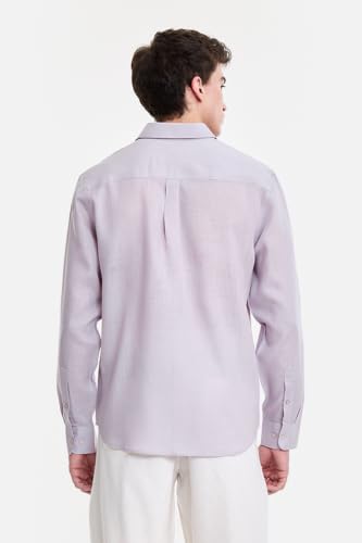 Image of SNITCH Men Casual Shirt | Regular Fit Full Sleeve Point Collar Solid Design with Embroidered Heart | 100% Lyocell & Breathable Fabric for Smart Casual Wear