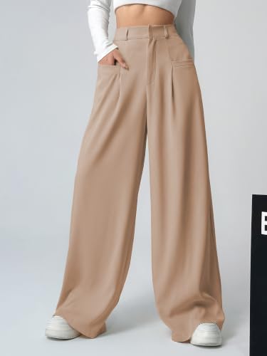 Image of GRECIILOOKS Trousers for Woman | Womens High Rise High Waist Flared Korean Style | Formal Pant for Women Office Wear| Track Pants for Womans Elegant for College & Events (Available in Plus Size)