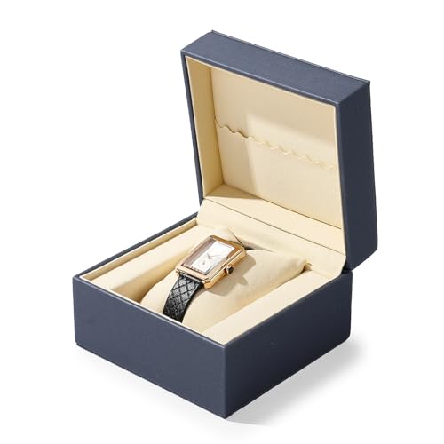 Leather Single Watch Box Watch Travel Case Microfiber Interior Wristwatch Holder Storage Box With Removable Pillow (Blue)