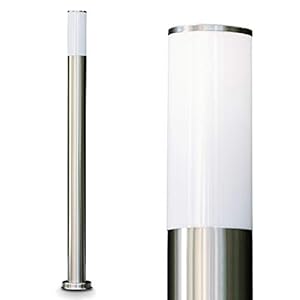 Buitenlamp Caserta, moderne basislamp van roestvrij staal en kunststof schijven, padlamp 110 cm, tuinlamp met E27 fitting, tuinverlichting IP44, zonder gloeilamp
