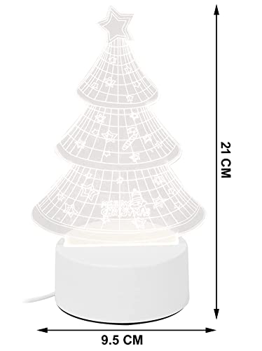 Image of 3D USB Acrylic Night Light LED Table Desk Bedroom Decor Gift Warm Table Lamp for Bedroom Living Room (Christmas Tree)
