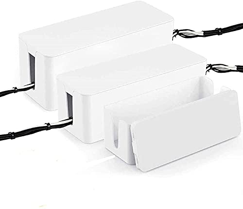 Organisateur de boîtes de Gestion de câbles, Porte-Fils pour Bureau, TV, Ordinateur, concentrateur USB, Système pour Couvrir et Cacher & Barrettes et Cordons d'alimentation (Blanc, 3 Paquet)