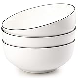 Dicunoy 3 Pack 65 OZ Large Serving Bowls, 8' Large Pho Bowl, Porcelain White Mixing Bowl for Salad, Deep Bowls for Soup, Noodle, Ramen, Pasta, Cereal, Popcorn, Microwave Dishwasher Safe